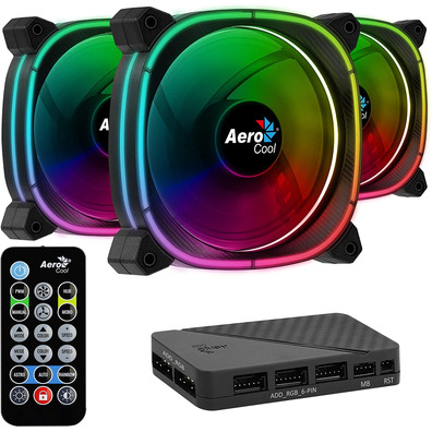 Pack 3 Ventiladores Aerocool Astro Pro 12 cm + H66F HUB + Mando a Distancia