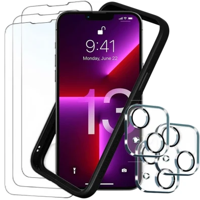 Pacote de Acessórios iPhone 13: Protectores de Ecrã, Câmara e Funda Bumper - CROCOCASE