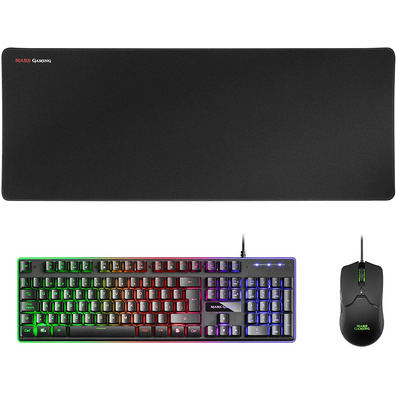 Pack Mars Gaming MCPX Teclado H-Mech + Ratón + Alfombrilla Negro