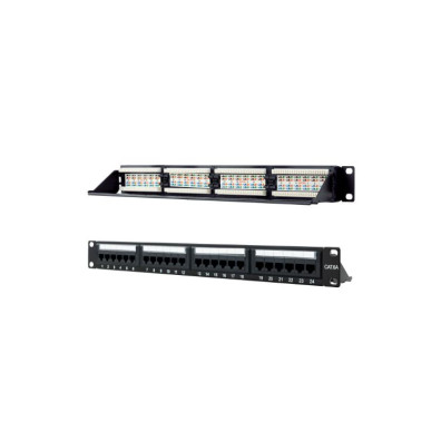 Painel de ligações para redes Nanocable 24 portos RJ45 Cat.6A UTP 19" 1U DUAL IDC