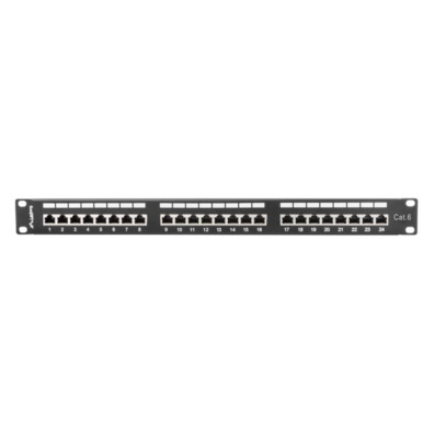 PANEL DE CONEXÕES 24 PUERTOS 1U 19" CAT.6 FTP APANTALLADO NEGRO