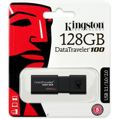 Pendrive Kingston DT100 G3 128GB USB 3.0 Negro