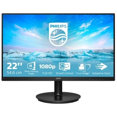 Monitor Philips V Line Preto 21.5 FullHD LED VA 221V8/00