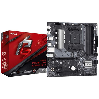 Assentos Base Asrock AM4 A520M Phantom Gaming 4