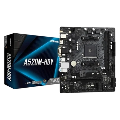 PB ASROCK A520M-HDV Placa Base MicroATX Skt AM4 com VGA DVI HDMI 2xDDR4 USB3.2 1xM.2