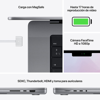 Portátil Apple Macbook Pro 16 '' 2021 Space Gray M1 Max / 64GB/2TB/GPU 32C/16 ''