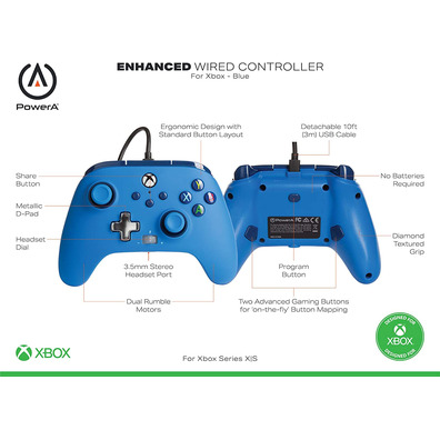 Power A Enhanced Wired Controller Blue (Xbox One / Xbox Series X/S)