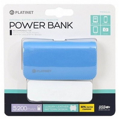 Powerbank Platinet 5200 mAh Couro Azul