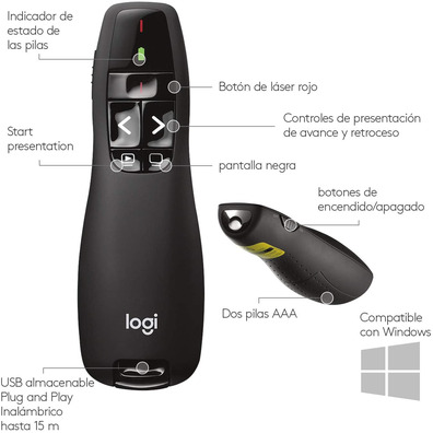 Apresentador Inalámbrico Logitech Presenter R400