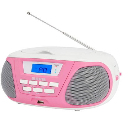 Rádio CD Aiwa Boombox BBTU-300PK Rosa