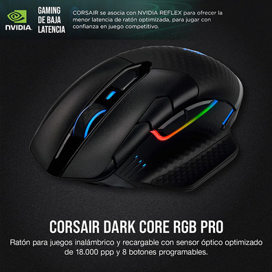 Ratón Corsair Dark Core RGB RF Wireless + Bluetooth Tico Tico 18000DPI