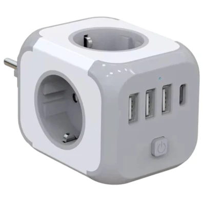 Regleta Cubo - Adaptador de tomada 3x Tipo F 3x USB-A 1x USB-C