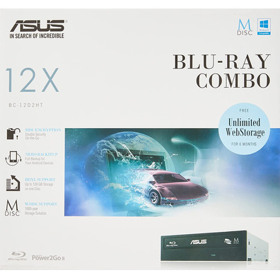 Rebaixabadora Interna Asus BC-12D2HT Grabadora DVD/Lector Blu-Ray Negro