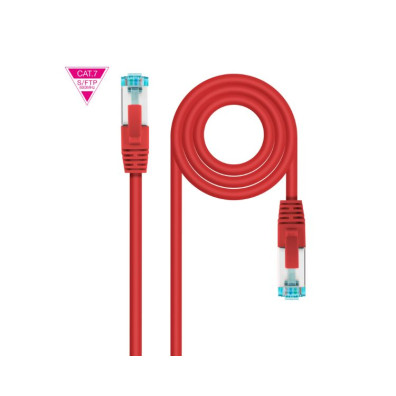 CABLE DE RED LATIGUILLO 600MHZ LSZH SFTP PIMF CAT7 AWG26 1 M ROJO NANOCABLE