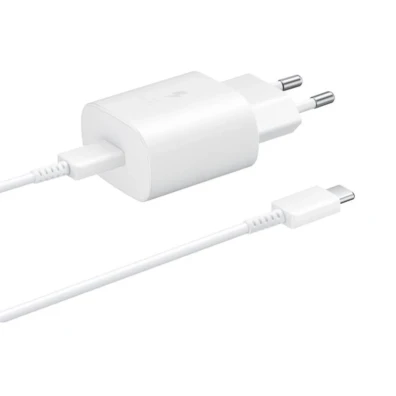 Samsung Cabo USB Tipo-C 25W Carregamento Rápido Branco - Carregador de Parede