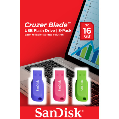 Sandisk Cruzer Blade Usb Flash drive 3-pack - 16gb