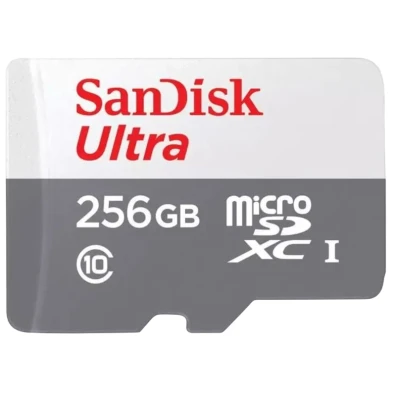 SanDisk MicroSD 256GB Ultra UHS-I + Adaptador Classe 10