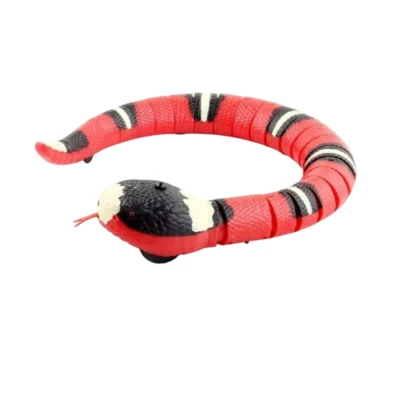 Serpente Astuta Vermelha com Detecção Inteligente - Brinquedo Interativo para Gatos