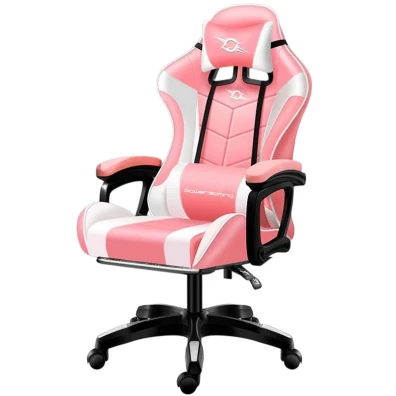 Cadeira Gaming PowerGaming Branco Rosa