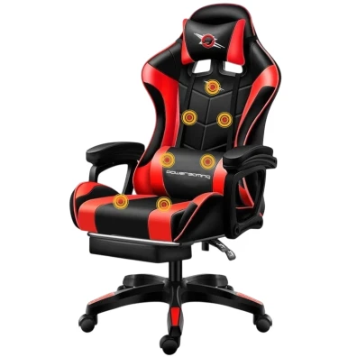 Cadeira Gaming PowerGaming com Massagem em 7 pontos Vermelho/Negro - Reposapiés