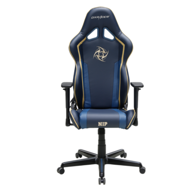 Cadeira dxracer r-series ó/rz74/wbb azul-ouro pin - inclui 2 almofadas