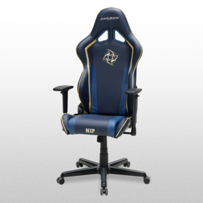 Cadeira dxracer r-series ó/rz74/wbb azul-ouro pin - inclui 2 almofadas