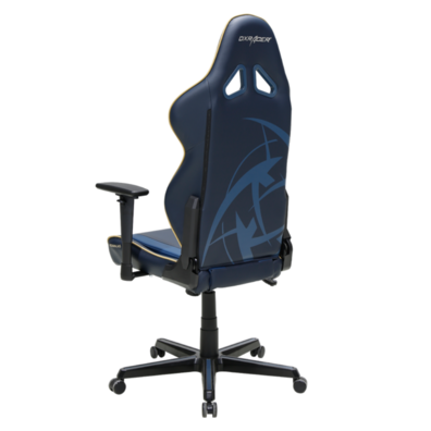 Cadeira dxracer r-series ó/rz74/wbb azul-ouro pin - inclui 2 almofadas