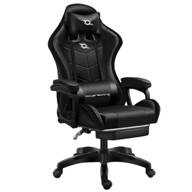 Cadeira Gaming PowerGaming Preto com Massagem e Altavoz Bluetooth - Reposapiés
