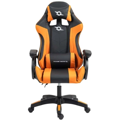 Cadeira Gaming PowerGaming Preto e Laranja - Ideal para Jogo ou Trabalho
