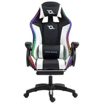 PowerGaming LED RGB Cadeira Reposapiés Preto+Blanco