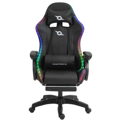 PowerGaming Cadeira LED RGB com Altavoz, Massagem e Reposapiés em Preto