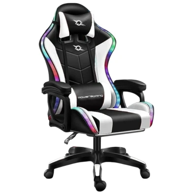Cadeira Gaming PowerGaming LED RGB Branco/Negro