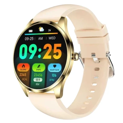 Smartwatch TN99 Dourado com Correa de Silicone e Tela AMOLED 1,43 polegadas