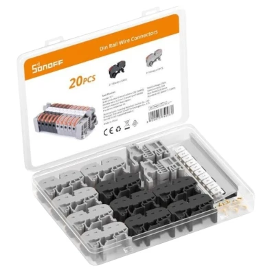 Sonoff 211 Gris - Conector de Cabos para Carril DIN Pack de 20 unidades