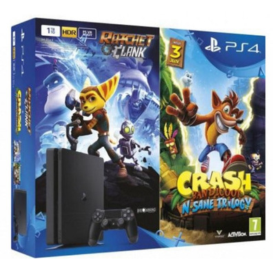 SONY PS4 1TB SLIM Crash bandicoot n.sane trilogy + catraca & clandestina