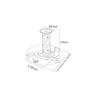 SOPORTE TECHO PROYECTOR DTI BR-PROYECTOR 15KG PLATA E NEGRO - Acesso de instalação