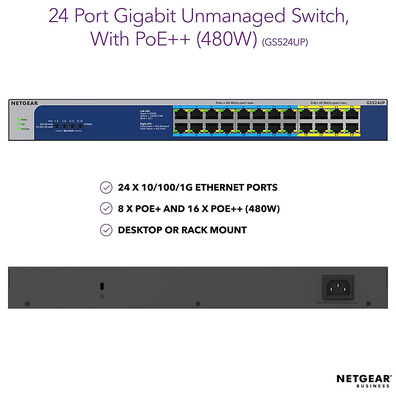 Switch 24 Puertos Netgear 10/100/1000 GS524UP