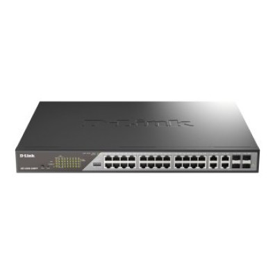 Comutador Gerível D-Link DSS-200G-28MPP POE++ 24x10/100/1000, 4xCOMBO 1000 Mbps Rack 19"