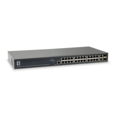 Comutador Gerível LevelOne L3 GEP-2681 26P 24xGb PoE 2x RJ45/SFP 185W