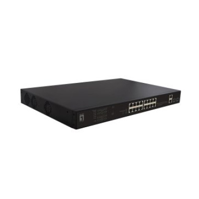 Comutador Level One não gerenciado 16P 10/100 PoE 270W + 2 Gigabit + 2 SFP