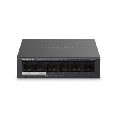 Switch PoE+ Mercusys MS106LP 6P 10/100 não gerenciado com 4P PoE+ 30W Ethernet Mini Desktop