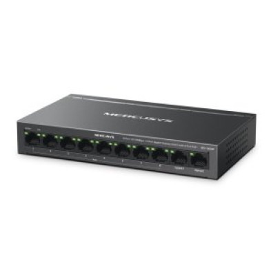 Switch POE+ não gerenciado Mercusys MS110CMP 10P 100Mbps 10xRJ45 8xPoE+ 2xGbps 65W 250m