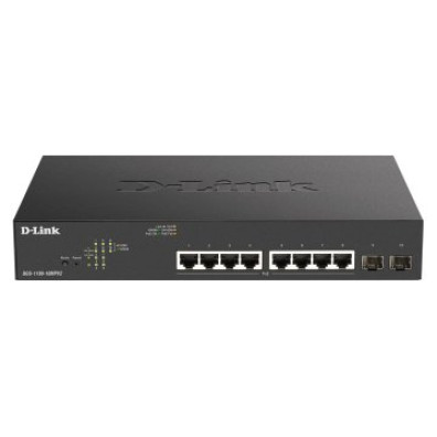 Switch D-Link Semigestionable 8P Giga PoE (130W) + 2P Giga Combo Rack - Modelo DGS-1100-10MPV2 /E