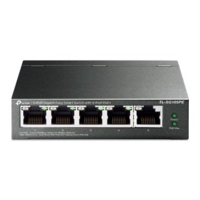 Switch Semigestionável TP-LINK SG105PE 5P Gigabit PoE+ 65W Total PoE - Carcasa Metálica