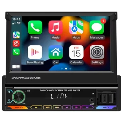 Autoradio 1 DIN SWM 9614C Bluetooth/Carplay 7 polegadas USB Preto