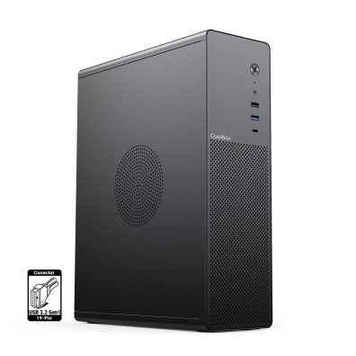 CAIXA COOLBOX MICROATX SLIM PCT100-0 USB-C 3.2 GEN1 FULL METAL