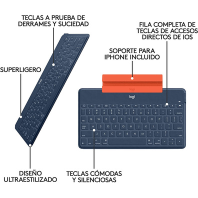 Tecla Bluetooth Logitech Keys-to-Go iPhone / iPad Azul