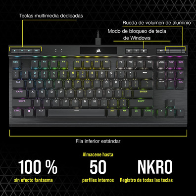 Carrinho Corsair K70 TKL CS MX Vermelho (Español)