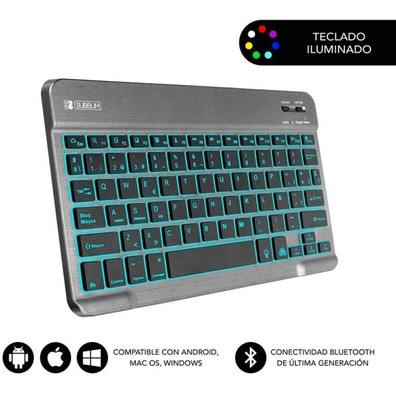 Teclado Smart BackLit BT Grey Subblim PC/Mac/Android/iOS