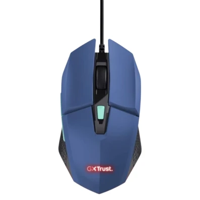 Mouse Trust Gaming RGB GXT 109BL Azul com Iluminação LED 6 Botões e Cabo 150cm